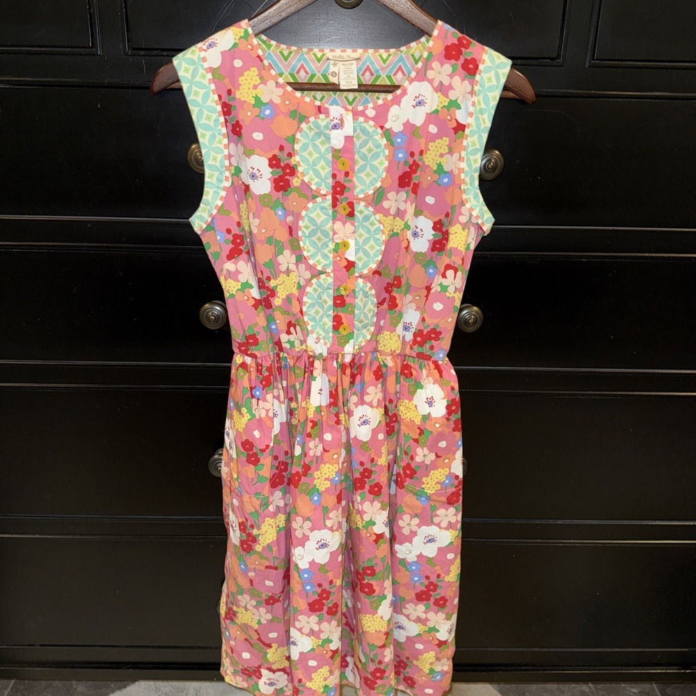 Matilda Jane Coquette‎ Floral A-Line Dress Sleeveless Pink Small Pockets